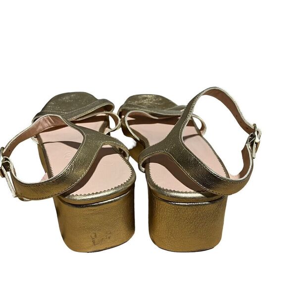 J Crew Shoes Women’s 11 Gold Platform sandals metallic leather Ankle Strap BK489 - Picture 10 of 10